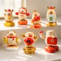 Cute lucky cat blind box figurines set for desk and car decor rotating resin ornaments - HM232 Lucky Cat Spinning Toys 6 Pcs / Random One