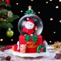 Weihnachten Schneekugel Spieluhr Weihnachtsmann Rote Basis Festliche Figur Geschenk - Groß 100 Rotierender Schnee / Roter stehender Gnom