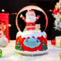 Weihnachten Schneekugel Nachtlicht mit Weihnachtsmann, leuchtende Deko für Feiertagsgeschenke. - Groß 100 Schnee+Licht+Musik / Stehender Weihnachtsmann (392)