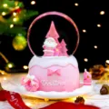Rosa Weihnachts Schneekugel Spieluhr mit süßem Weihnachtsmann, tolle Schlafzimmer Deko. - Groß 100 Rotierender Schnee / Rosa Stehend