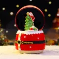 Weihnachts Schneekugel Spieluhr mit Licht und Weihnachtsmann Baum drinnen fuer Geschenke. - Treppensteigen Stern Stil(2041) / Groß 100 Schnee+Licht+Musik
