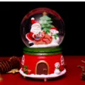 Weihnachts Schneekugel Spieluhr mit Weihnachtsmann Schneemann, festliche Deko Geschenk. - Schneemann mit Geschenken (2022) / Groß 100mm (Schnee/LED/Musik)