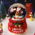 Weihnachts-Schneekugel Spieluhr leuchtend Wasserkugel Feiertag Geschenk Deko Tisch - 2136 Weihnachtsmann Geschenk Halten / Große Größe 100 (Interne Rotation+Schnee+Lichter+Musik)
