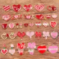 Valentine's Day heart metal charms diy alloy pendant set for jewelry making detailing. - Random Mixed Colors / 10 Pieces
