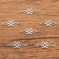 Silver metal jewelry connectors diy craft charms hollow geometric components set variant style - Hollow Geometric Connector (No. 7) / 9x30mm / Antique Silver