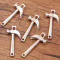 DIY zinc alloy silver hammer charms pendants jewelry making accessories craft supplies toolkit - No.14 Antique Silver - Hammer Style / 10*43mm
