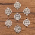 Silver hollow floral jewelry connector charms set, vintage metal DIY crafting findings. - Hollow Floral Connector (No. 9) / 13x18mm / Antique Silver