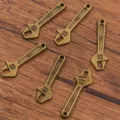 Bronze Wrench Pendant DIY Charm Zinc Alloy Tool Accessory Vintage Style Jewelry Making Part - Wrench Style (No.13) / 13*40mm / Antique Bronze