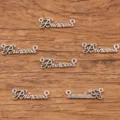 Silver tone Princess letter metal charms double loop connectors for DIY bracelet necklace jewelry. - Princess Letter Connector (No. 19) / 8*24mm / Antique Silver