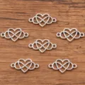 Silver heart infinity connectors metal charms for DIY jewelry making bracelets 6pcs - Heart Infinity Symbol Connector (No. 21) / 13*25mm / Antique Silver