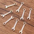 Silver wrench shape alloy charms pendants for DIY jewelry making bracelet necklace crafts - Wrench Style (No.11) / 6*24mm / Antique Silver