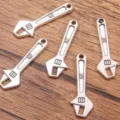 Zinc alloy wrench shape DIY charm pendant craft jewelry accessory silver tone metal - Wrench Style (No.13) / 13*40mm / Antique Silver
