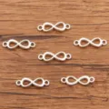 Silver infinity connectors metal charms for DIY jewelry making and crafting variants set - Infinity Symbol Connector (No. 28) / 6x20mm / Antique Silver