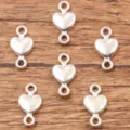 Silver heart double loop connector DIY jewelry charms set for handmade bracelets and necklaces - Heart Shape Double Loop Connector (No. 31) / 8x15mm / Antique Silver