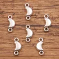 Silver Crescent Moon Connector Charms Metal Links Jewelry DIY Craft Findings 6pcs - Moon Style Connector (No. 32) / 6x15mm / Antique Silver