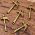 Antique bronze hammer metal charms for DIY jewelry making crafts and handmade accessories design. - No.14 Hammer Style / 10*43mm / Antique Bronze