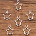 Silver metal star connectors double loop charms for DIY jewelry making and crafting bracelets - Hollow Star Connector (No. 35) / 12x15mm / Antique Silver