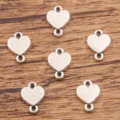 Silver heart metal connectors charms for DIY jewelry making and bracelet craft supplies. - Heart Shape Double Loop Connector (No. 36) / 9x12mm / Antique Silver