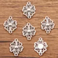 Silver flower metal jewelry connector charms, DIY crafting findings, multi-style pack options. - Flower Shape Connector (No. 29) / 15x21mm / Antique Silver