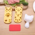 Set stampo per polpette di riso gatto cartone animato, macchina per sushi e taglierina alghe. - Bianco