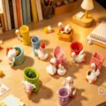 Cute little duck blind box toy set with miniature containers and crystals for desktop decor. - 3306 Goose's Colorful Dream, 8 Pcs / Random One
