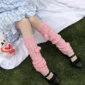 Süße Lolita rosa Strick Beinstulpen mit niedlichen Bommeln, weiche Winter JK Stulpen. - Einheitsgröße / Pompon Rosa