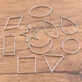 Breloques géométriques en acier inoxydable cadres de pendentif DIY pour la fabrication de bijoux. - Mélange de 10 Styles / Petit (Lot de 10) / Acier