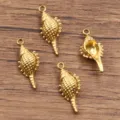 Breloques pendentifs coquillage conque en acier inoxydable doré pour bijoux 9x20mm - Or