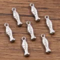 Dije colgante de pez pequeño de acero inoxidable, accesorio de joyería marina. - Colgante Pez Vida Marina (19C4-20) / Pequeño (4X14mm) / Color acero
