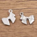 Stainless steel bowknot pendant charms for DIY handmade jewelry making, silver tone. - Style 932 Bowknot / 12x13mm / Silver