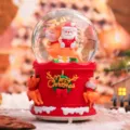 Bola de nieve Papá Noel reno con luz decoración para dormitorio regalo de navidad. - Estilo Papá Noel Montando un Reno (2086) / Mediano 80# LED Luz+Música
