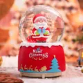 Sfera di neve natalizia con Babbo Natale, decorazione da scrivania luminosa come regalo per la camera. - Stile Babbo Natale con Regalo Blu (388) / Medio 80# Luce LED + Neve