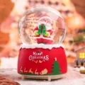 Ornamento di sfera di neve natalizia con design di Babbo Natale luminoso e base rossa chic. - Stile Regalo Verde 388 / Medio 80# Luce LED + Neve