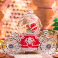 Palla di neve carrozza di Natale con Babbo Natale e orsetto, decorazione festiva per casa. - Stile Babbo Natale e Orsetto (2357) / Medio 80# LED Luce+Musica