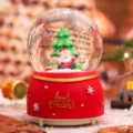 Palla di neve natalizia luminosa con Babbo Natale renna resina decorazione camera - Stile Babbo Natale (396) / Medio 80# Luce LED + Neve