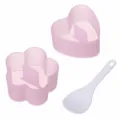 Set di stampi per polpette di riso in silicone con fiore di prugno e cuore più spatola. - Stampi a strati a cuore e fiore di prugno con cucchiaio per riso