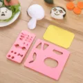 Cute cartoon rice ball mold set kitchen bento sushi making tool with seaweed cutters - Happy Family Rice Ball Molds
