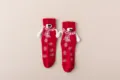 Chaussettes de Noël rouges avec mains aimantées mignonnes et drôles chaussettes en coton - Style F