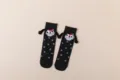 Black Christmas magnetic holding hands socks funny winter mid tube socks snowflake pattern - Style C