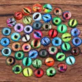 Round glass cabochons DIY dragon cat eyes domed photo dome patches for craft making supplies - Style 1 / 50 Pairs/Pack (6mm)