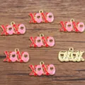 DIY emaille XOXO letter hart metalen bedels hangers voor handgemaakte sieraden maken en ontwerpen. - Nr. 1 (19E1) / 15x25mm / Rood