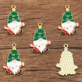 Christmas tree gnome enamel alloy pendant DIY handmade jewelry charms crafting accessories set - Gnome No. 7 (6N1) / 18x30mm