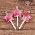 Pink star lollipop resin charms for DIY jewelry making, bracelet and bag decoration accessories. - Pentagram / 21x44mm (1 Piece) / Pink