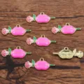 DIY enamel alloy lip rose charms pendant jewelry accessories for handmade crafting projects - No. 2 (19E1) / 13x30mm / Pink