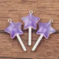 Purple Star Lollipop Resin Charm DIY Acrylic Pendant for Bracelet Bag Craft Accessory - Pentagram / 21x44mm (1 Piece) / Purple