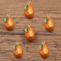 Stainless steel orange fruit enamel pendant charm for DIY jewelry making and crafting. - Orange (No. 11) / 8x15mm