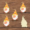 Cute autumn gnome pumpkin alloy charms for DIY handmade jewelry making and pendant crafting. - Gnome No. 4 (6N1)