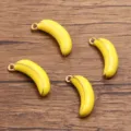 Yellow banana charm stainless steel enamel pendant for DIY jewelry making accessories. - Banana (No. 12) / 7x19mm