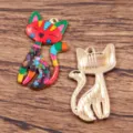 Pendentif chat émaillé coloré en alliage breloque accessoire bijoux DIY variante modèle - Rouge
