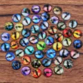 DIY 50 Pairs Glass Cabochons Round Animal Cat Eyes Patches for DIY Craft Jewelry Making - Style 3